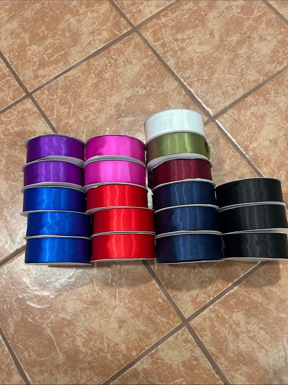 Assorted Satin Ribbon Spools - Multi-Color